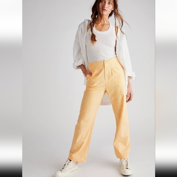 Free People Pants - NWT Free People Orange Creamsicle Gingham Pants